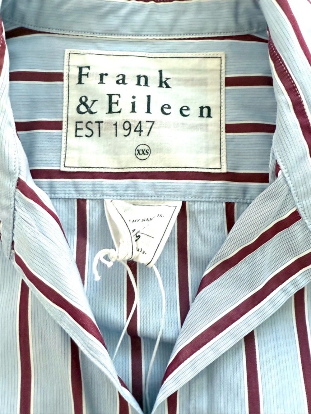 Frank & Eileen Eileen Relaxed Button-Up Shirt Blue Red White Stripe XXS - Picture 5 of 10